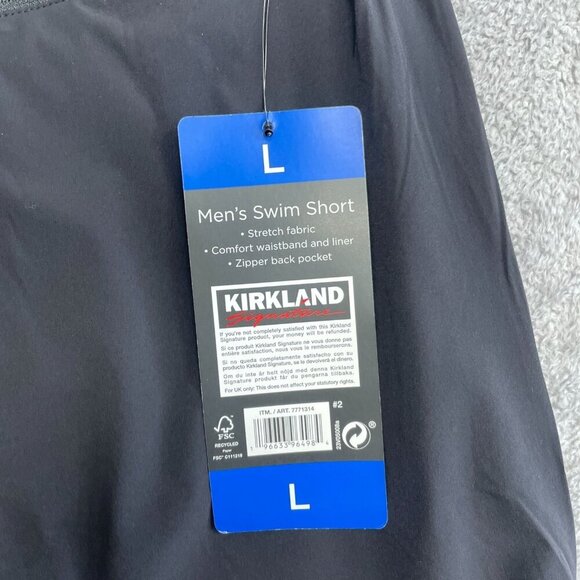 NEW Kirkland Signature Men's Size L Swim Shorts Black - Picture 3 of 8